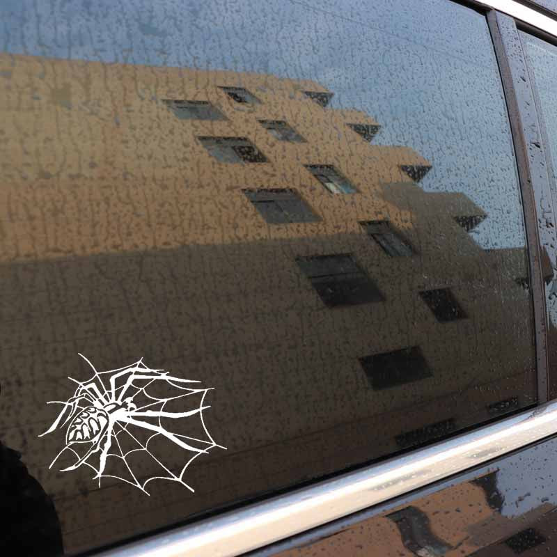 18.7CM*14.1CM Spider Webs Halloween Car Stickers Vinyl Decal Black/Silver C19-0319