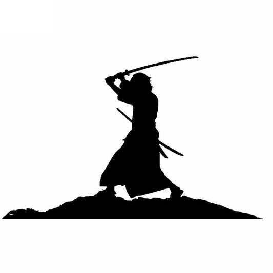 New Brand 12.7CM*7.9CM Japanese Samurai Vinyl Decorate Car Sticker Decal Black Silver C13-000747