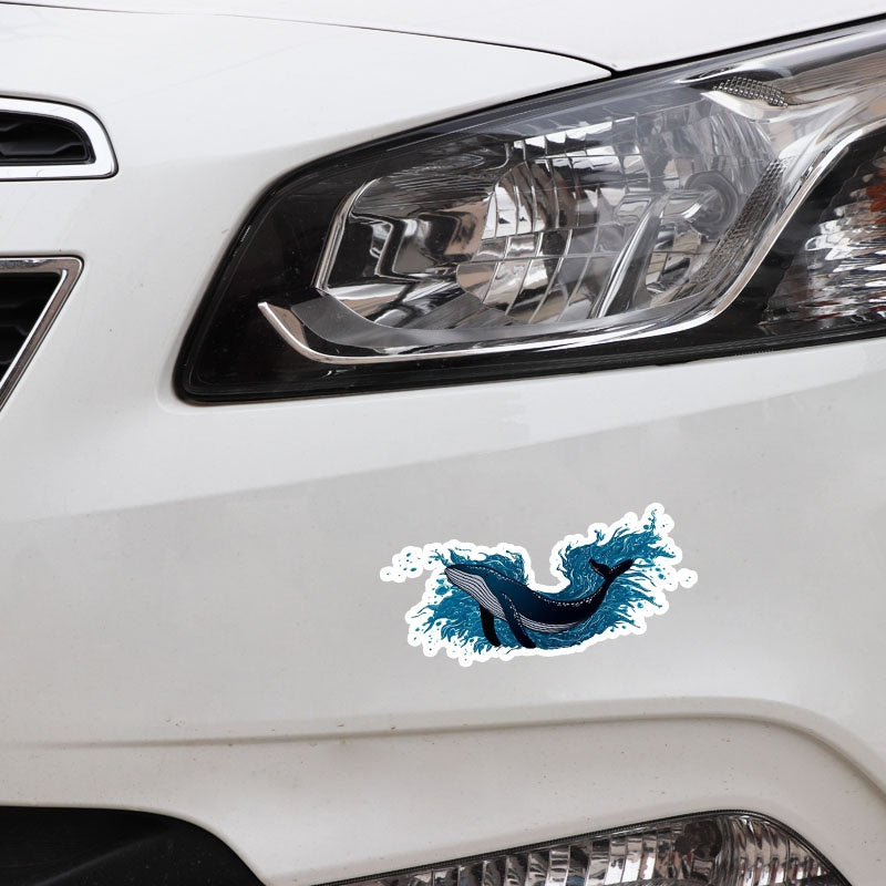 16CM*6.8CM Fashion  Wave Whale  Car Sticker Decal Graphical Waterproof 5-0240