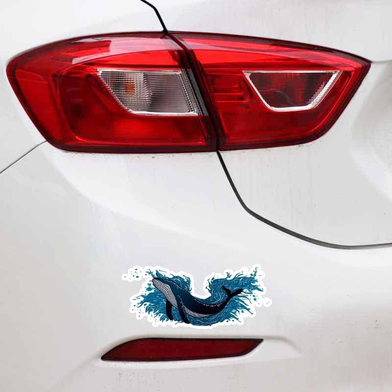 16CM*6.8CM Fashion  Wave Whale  Car Sticker Decal Graphical Waterproof 5-0240