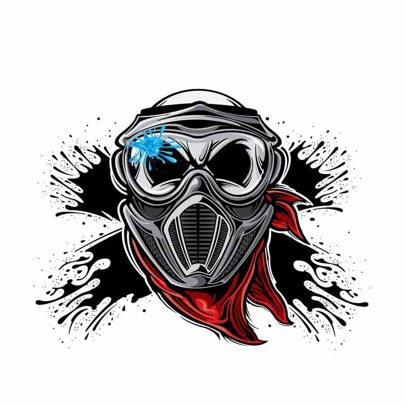 16.2CM*12.7CM Creative Funny Skull Paintball Player  Car Sticker 6-0701