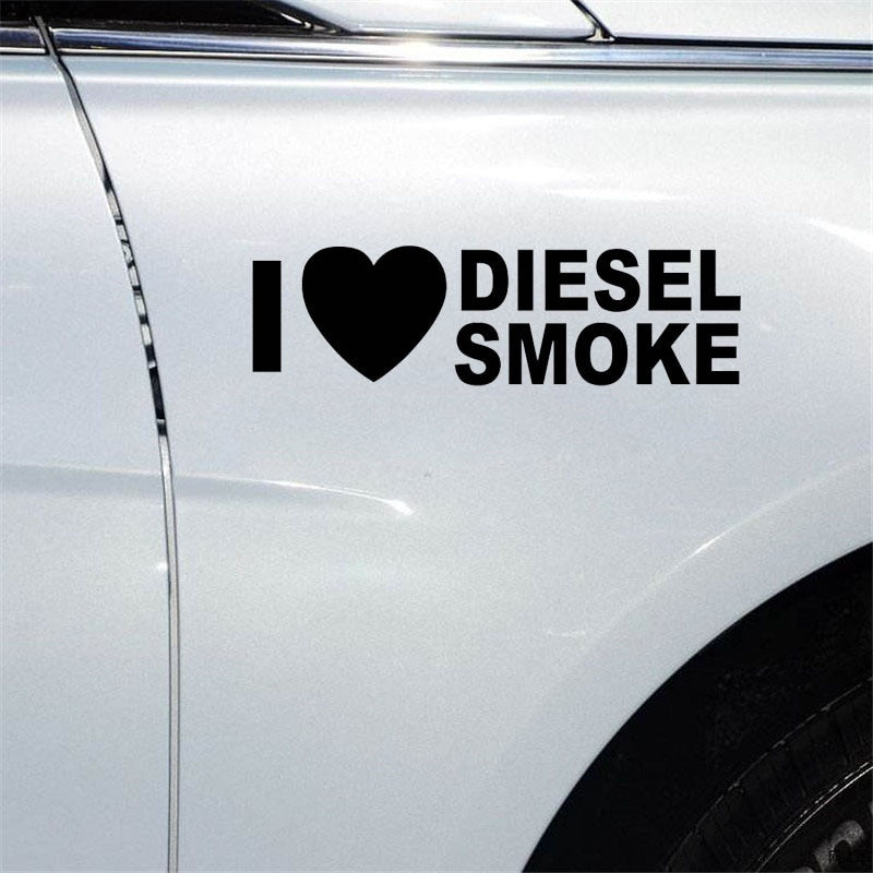 New Hot 15CM*4.4CM I  LOVE DIESEL SMOKE Turbo Car Sticker Vinyl  Decal Heart Black Silver C10-00942