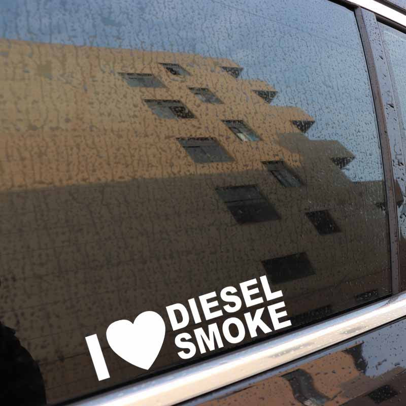 New Hot 15CM*4.4CM I  LOVE DIESEL SMOKE Turbo Car Sticker Vinyl  Decal Heart Black Silver C10-00942