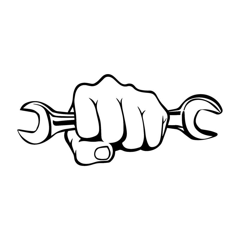 Fashion 17.7*7.9CM  Personalized Car Stickers Mechanic Holding A Wrench Funny Motorcycle Vinyl Decals Black/Silver C7-1737