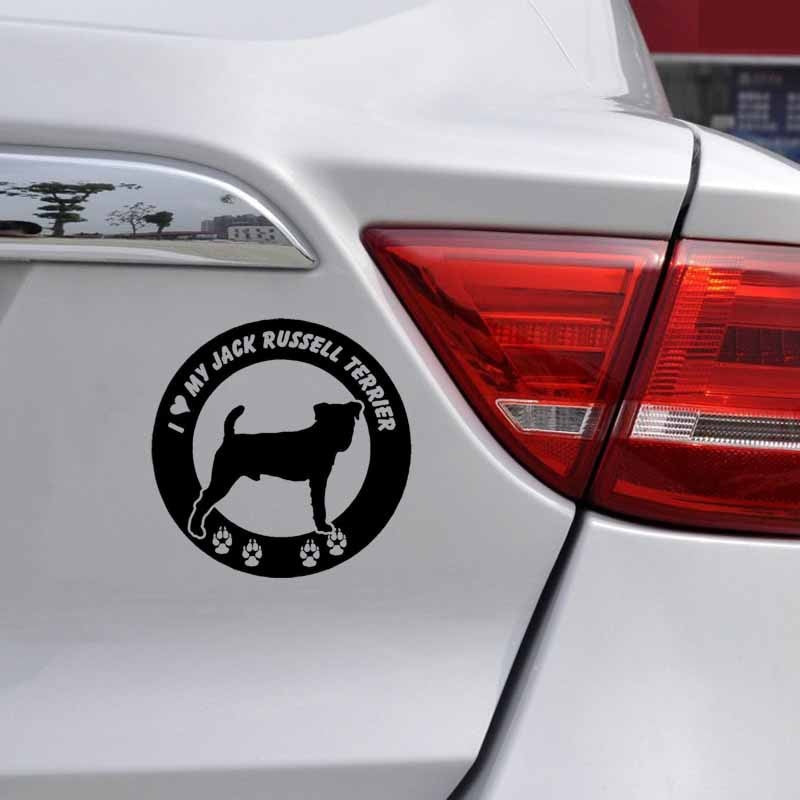 15CM*15CM  I Love My Jack Russell Terrier Dog Car Bumper Sticker Black/Silver C2-3242