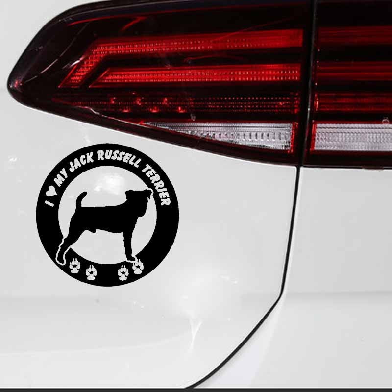 15CM*15CM  I Love My Jack Russell Terrier Dog Car Bumper Sticker Black/Silver C2-3242