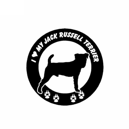 15CM*15CM  I Love My Jack Russell Terrier Dog Car Bumper Sticker Black/Silver C2-3242