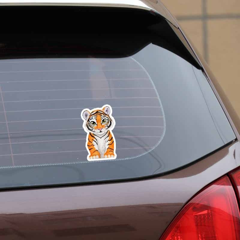 9.5CM*16CM Cartoon Fun Tiger  Waterproof Decal Animal Car Sticker 5-0494