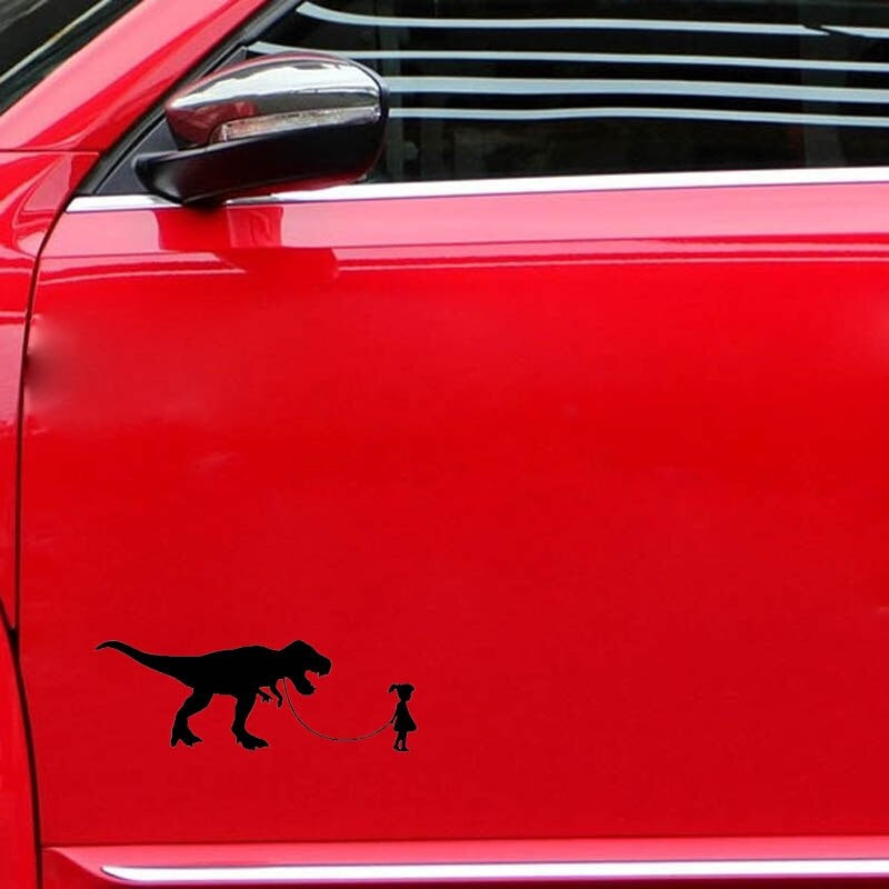 Hot 12.7CM*4.5CM Rock And Roll Dinosaur Girl Vinyl Motorcycle  Black Silver Car Sticker Decals C13-000577