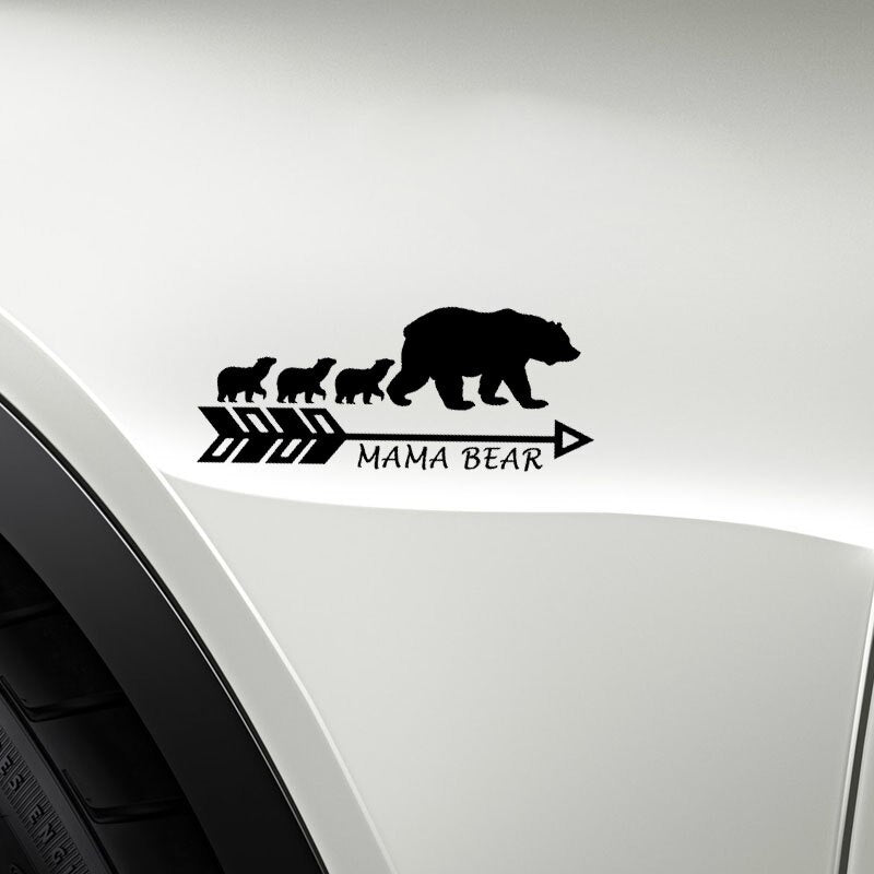 17.8CM*7.4CM MAMA BEAR Vinyl Motorcycle Personality Car Sticker Decals Black/Silver C10-01107