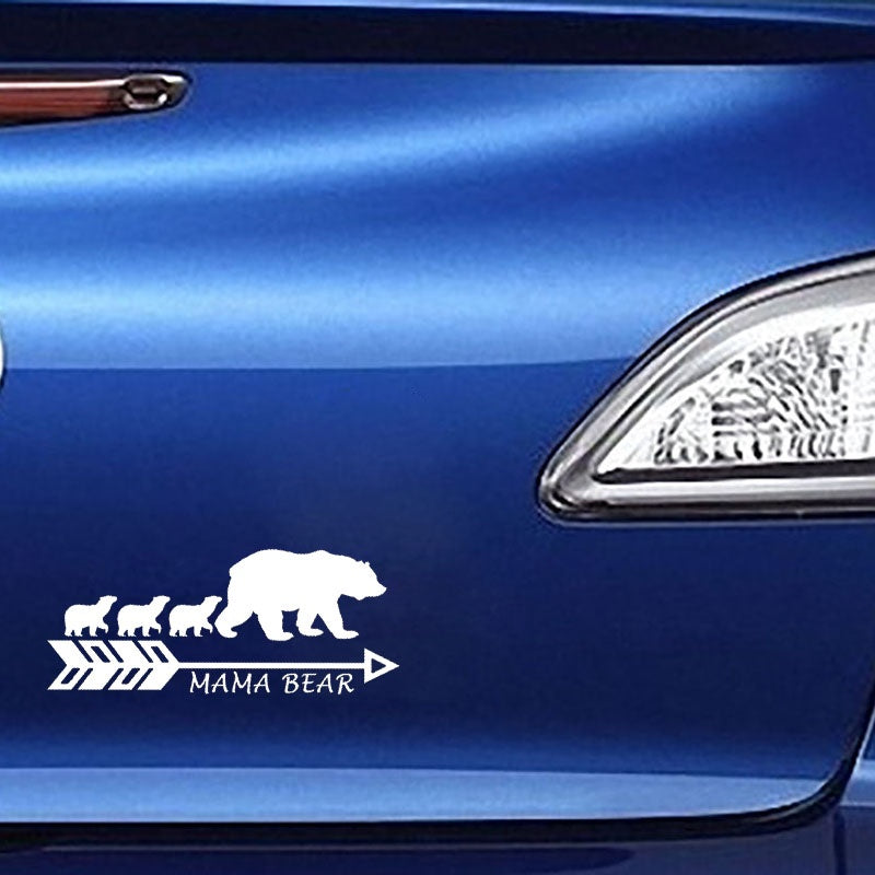 17.8CM*7.4CM MAMA BEAR Vinyl Motorcycle Personality Car Sticker Decals Black/Silver C10-01107