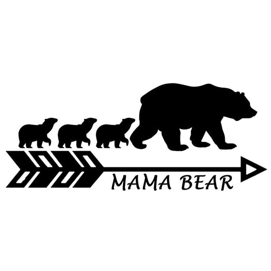 17.8CM*7.4CM MAMA BEAR Vinyl Motorcycle Personality Car Sticker Decals Black/Silver C10-01107