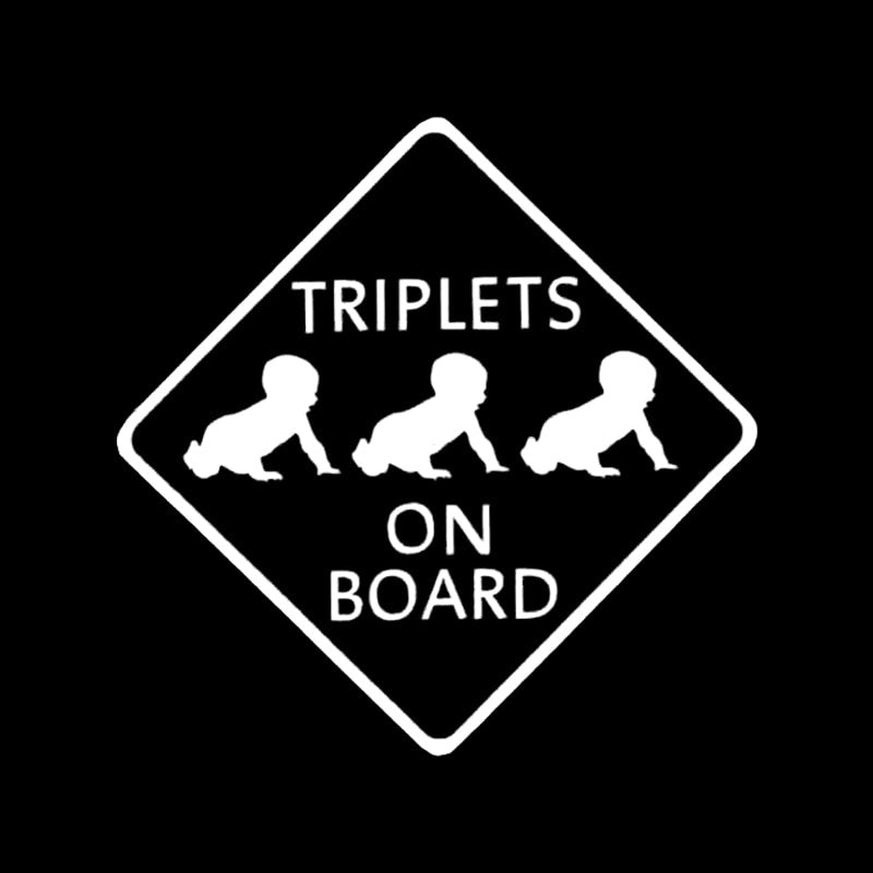 2020 NEW 12.7CM*12.7CM  TRIPLETS ON BOARD Car Sticker Decal Vinyl Black/Silver C10-00099