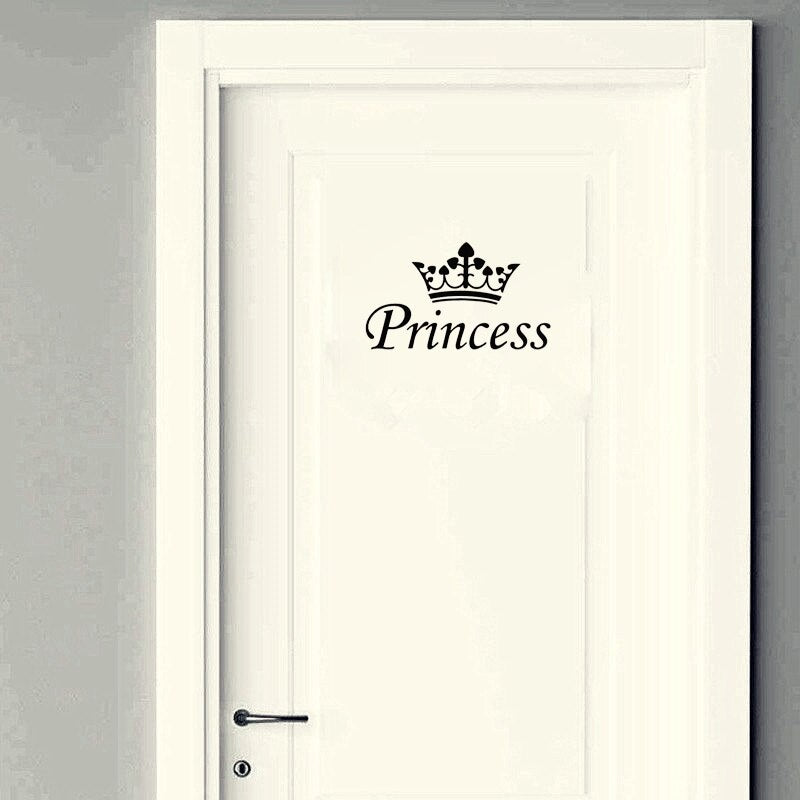25*14.4CM Crown Princess Girls Room Wall Sticker Door Decals Mural Home Decoration D1-0154