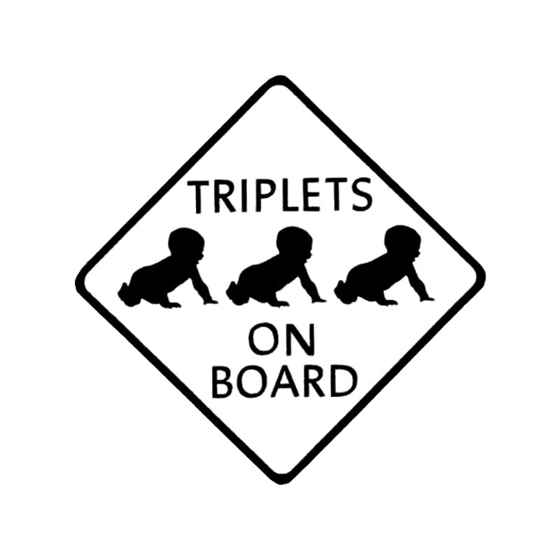 New Fashion 12.7CM*12.7CM  TRIPLETS ON BOARD Car Sticker Decal Vinyl Black/Silver C10-00099