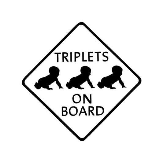 New Fashion 12.7CM*12.7CM  TRIPLETS ON BOARD Car Sticker Decal Vinyl Black/Silver C10-00099