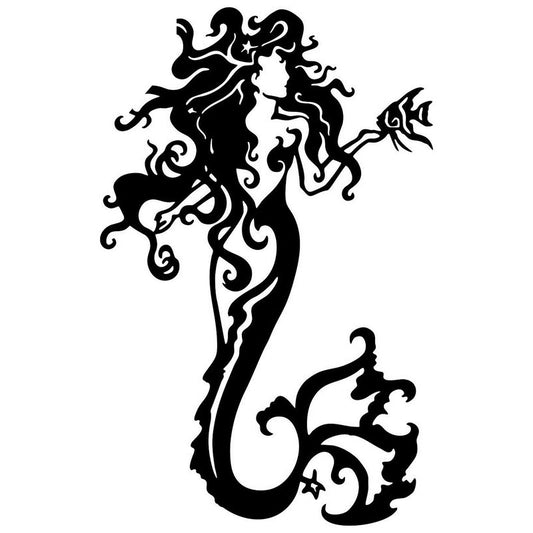 New Brand 9.7cm*15.1cm Tribal Mermaid Fantasy Ocean Girl Car Sticker Vinyl Car-Styling Black/Silver S3-5056