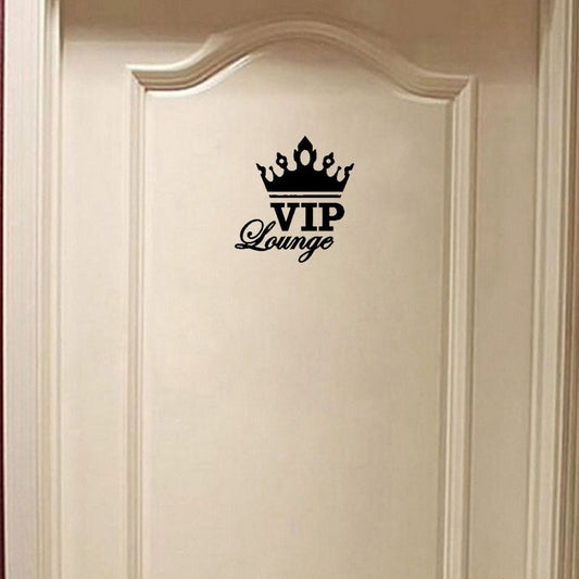 18.8*20CM Fashion Vip Lounge Crown WC Door Decal Wall Sticker Black Accessories A40258