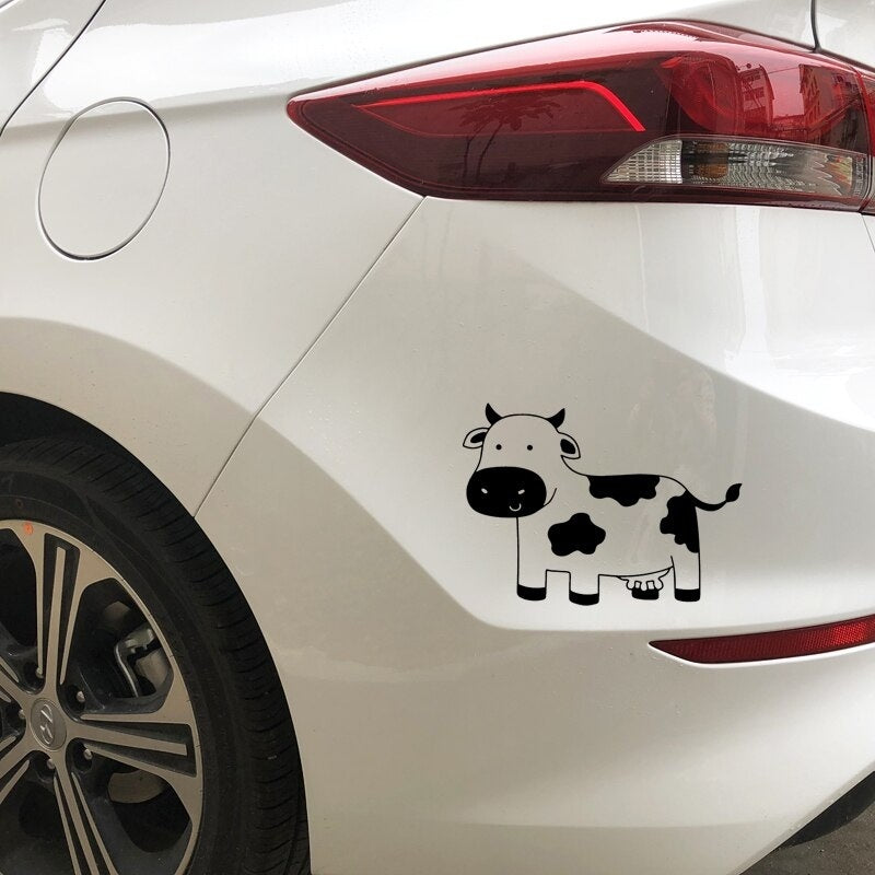 New Brand 15.4CM*11.1CM Cow Pattern Car Sticker Car Trunk Accessories Decor Vinyl Decal Black/Silver C4-2630