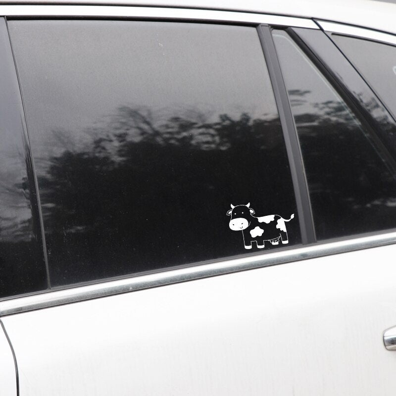 New Brand 15.4CM*11.1CM Cow Pattern Car Sticker Car Trunk Accessories Decor Vinyl Decal Black/Silver C4-2630