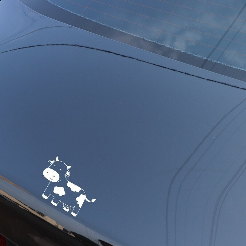 New Brand 15.4CM*11.1CM Cow Pattern Car Sticker Car Trunk Accessories Decor Vinyl Decal Black/Silver C4-2630