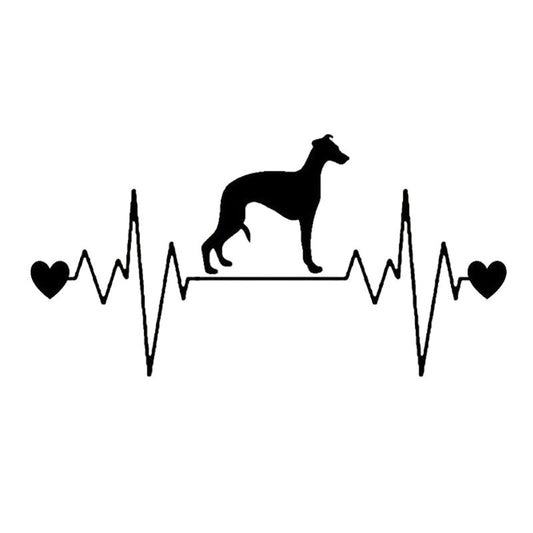 New Fashion 20.3*10.4CM Heartbeat Lifeline Whippet Cute Animal Car Stickers Stylish Car Styling Decoration Accessories C6-1357