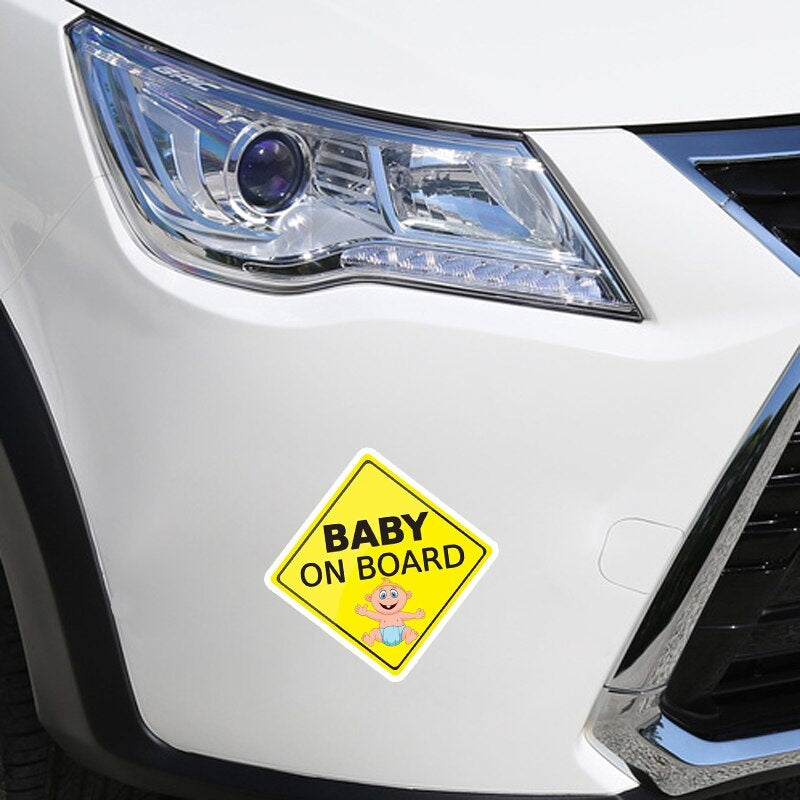14.2*14.2CM Cartoon Interesting Car Sticker High Quality Graphic BABY ON BOARD Decoration Warning C1-5558