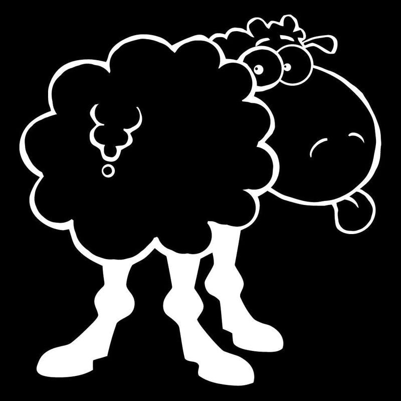 Fashion 15*15.4CM  Funny Sheep Car Styling Cute Farm Animal Car Sticker Bumper Decal Cover Black/Silver C9-1983