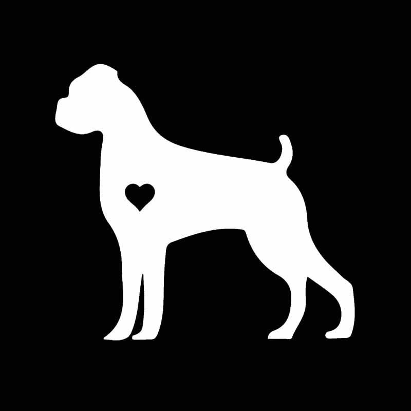 New Brand 15.5CM*14.3CM Boxer Dog Puppy Love Adopt Decoration Car Sticker Black/Silver C2-3158