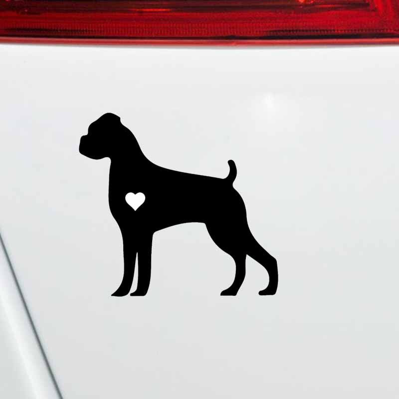 New Brand 15.5CM*14.3CM Boxer Dog Puppy Love Adopt Decoration Car Sticker Black/Silver C2-3158