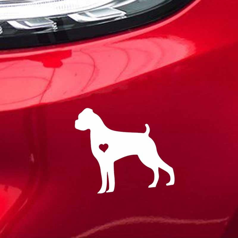 New Brand 15.5CM*14.3CM Boxer Dog Puppy Love Adopt Decoration Car Sticker Black/Silver C2-3158