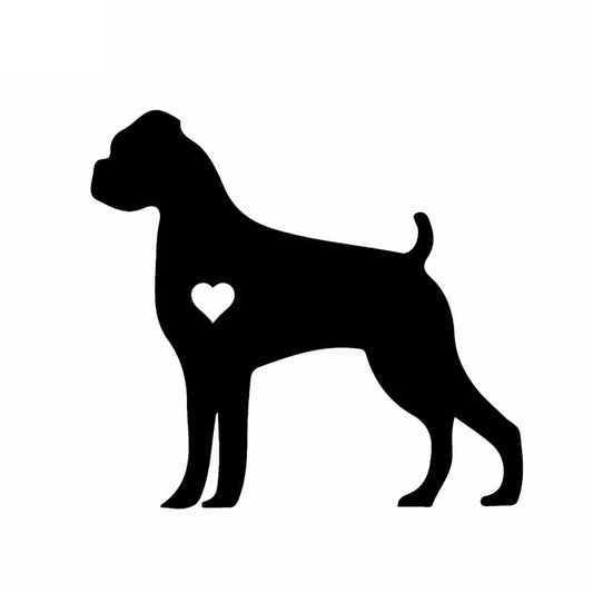 New Brand 15.5CM*14.3CM Boxer Dog Puppy Love Adopt Decoration Car Sticker Black/Silver C2-3158