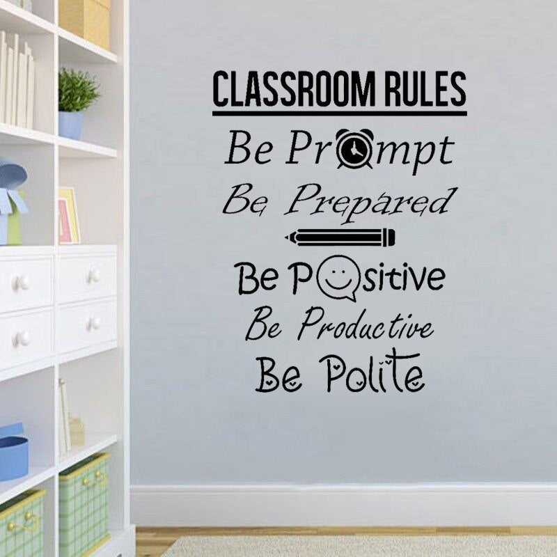 New Fashion 42.7CM*54CM Classroom Rules Decal Education Quote Art Home Decor PVC  Wall Sticker W1-836