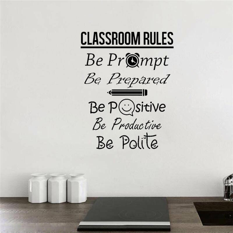 New Fashion 42.7CM*54CM Classroom Rules Decal Education Quote Art Home Decor PVC  Wall Sticker W1-836