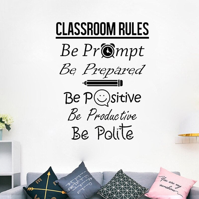 New Fashion 42.7CM*54CM Classroom Rules Decal Education Quote Art Home Decor PVC  Wall Sticker W1-836