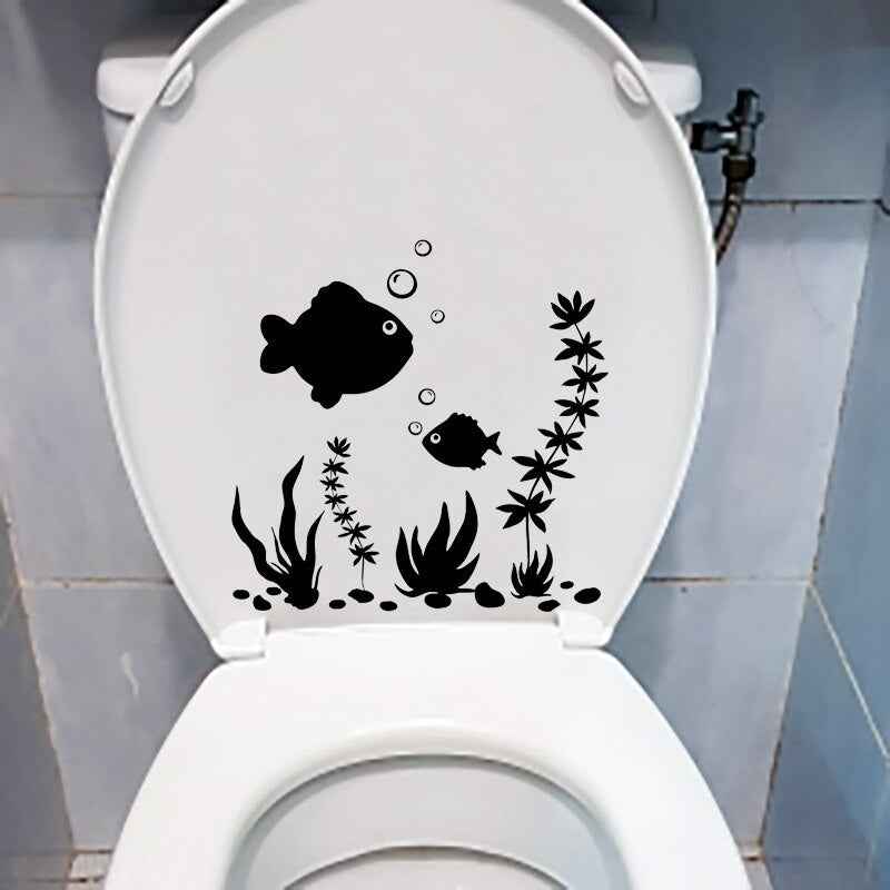 Fish Aquarium Fashion Vinyl Wall Decals Toilet Stickers Home Decor