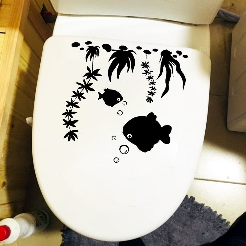 Fish Aquarium Fashion Vinyl Wall Decals Toilet Stickers Home Decor
