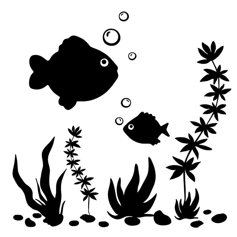 Fish Aquarium Fashion Vinyl Wall Decals Toilet Stickers Home Decor