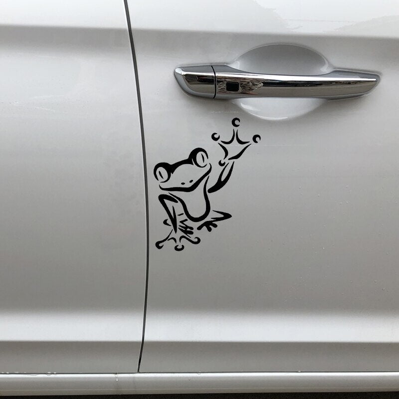 High-quality 12.8CM*15.3CM Frog Creative Pattern Decoration Car Stickers Car Door Vinyl Decal Black/Silver C4-2086