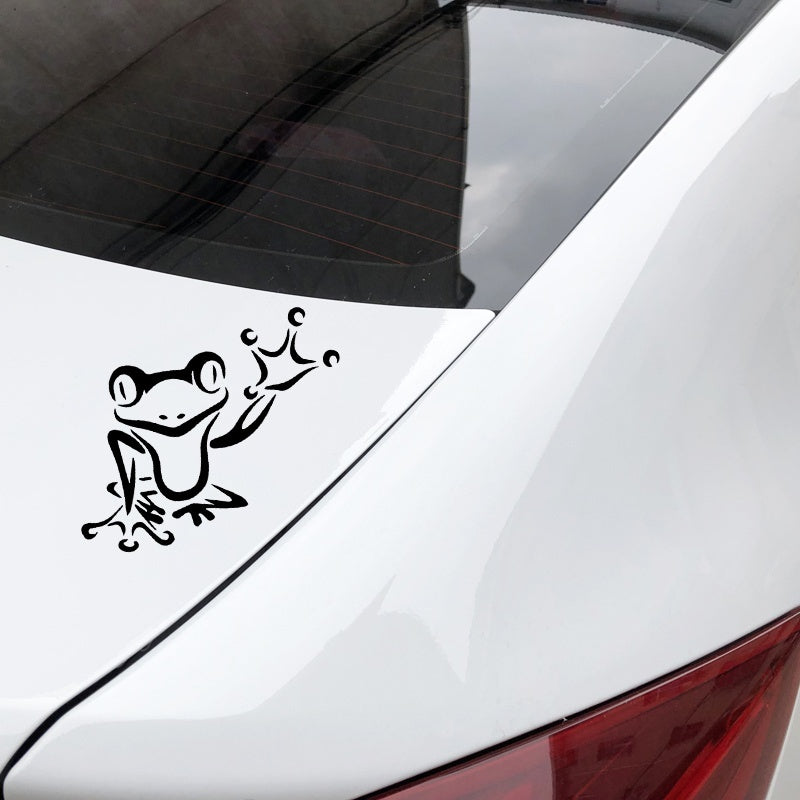 High-quality 12.8CM*15.3CM Frog Creative Pattern Decoration Car Stickers Car Door Vinyl Decal Black/Silver C4-2086