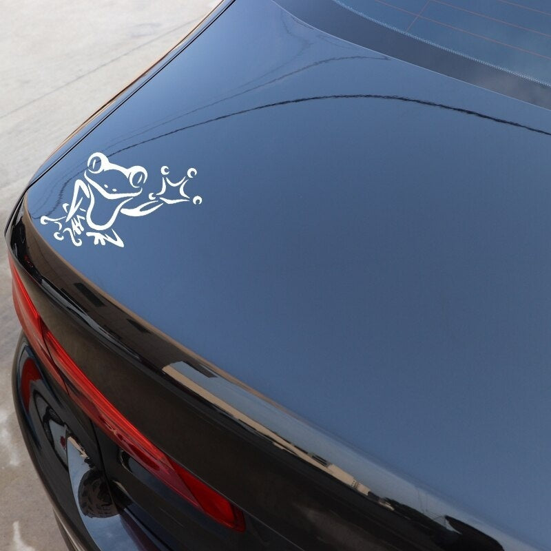 High-quality 12.8CM*15.3CM Frog Creative Pattern Decoration Car Stickers Car Door Vinyl Decal Black/Silver C4-2086