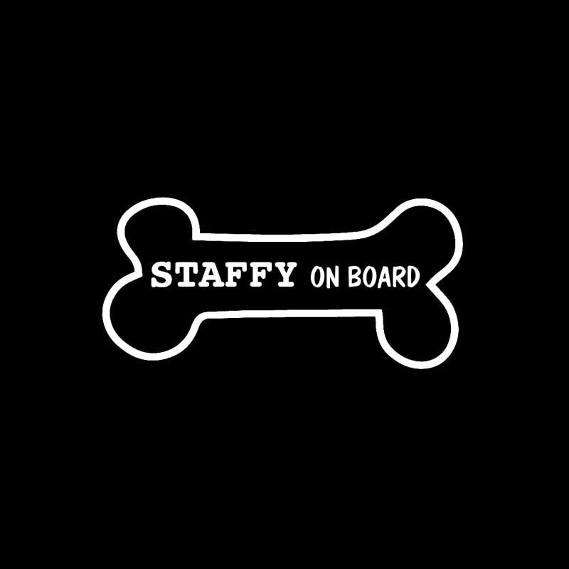 14.5CM*6.9CM Funny Dog Bone Vinyl Car Sticker Decal Pet Lover  STAFFY On Board Black/Silver C10-00594