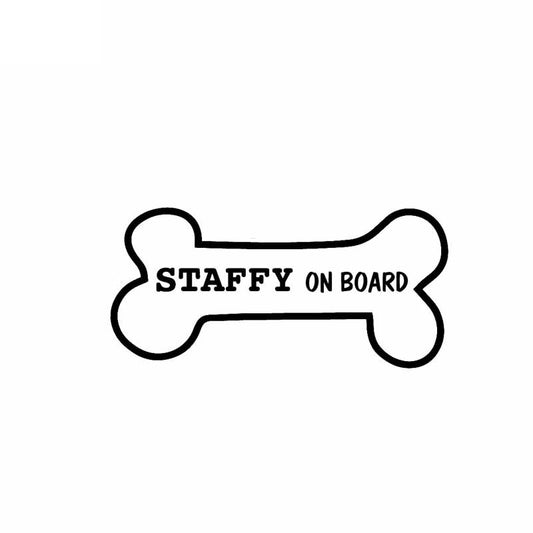 14.5CM*6.9CM Funny Dog Bone Vinyl Car Sticker Decal Pet Lover  STAFFY On Board Black/Silver C10-00594
