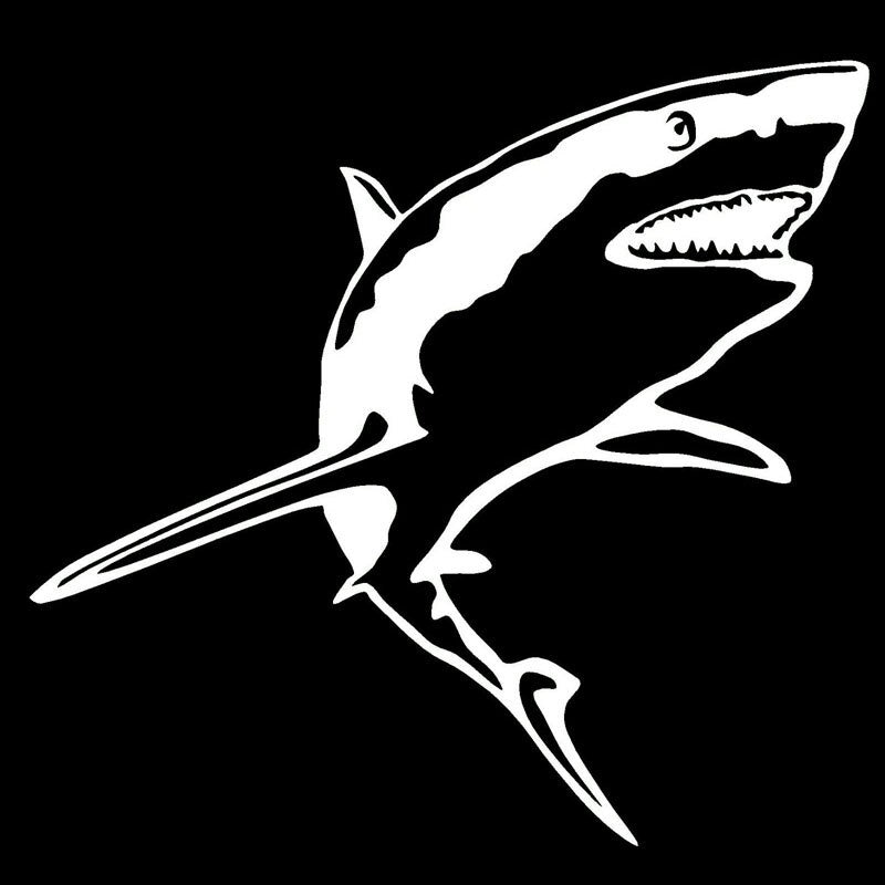 2020 NEW 15.2*14.2CM GREAT WHITE SHARK Vinyl Decal Funny Animal Fish Window Decoration Car Sticker Black/Sliver C6-1254