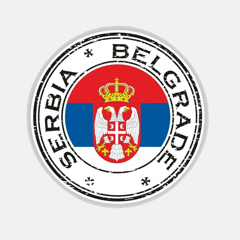 12.6CM*12.6CM Round Serbia Belgrade Falg Motorcycle Helmet Car Sticker Decal 6-2787