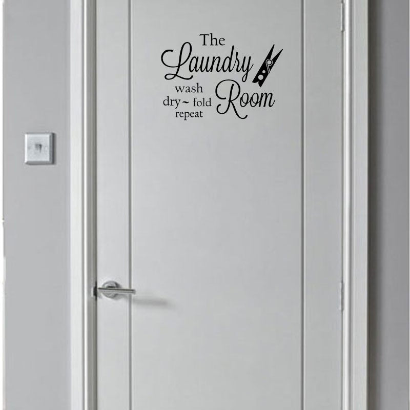 Artistic Laundry Room Vinyl  Door Sticker Waterproof Home Decoration Wall Sticker A2305