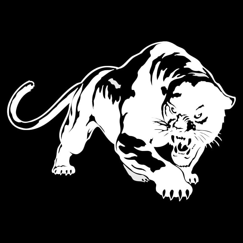 Hot 19.5*13.6CM Fiery Wild Panther Hunting Car Body Decal Car Stickers Motorcycle Decorations Black/Silver C9-2149