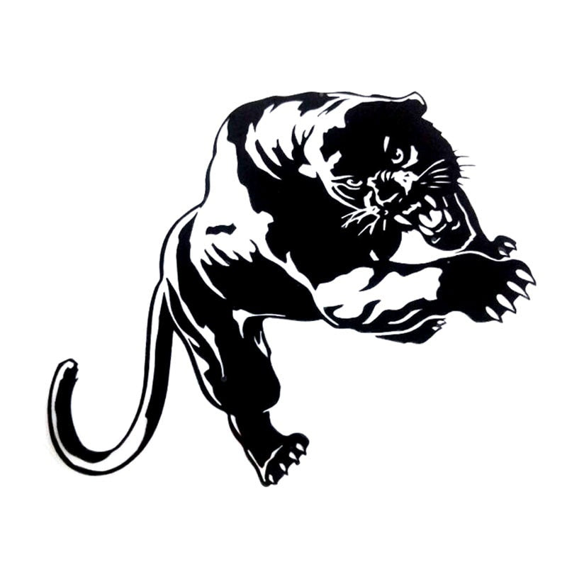 Hot 19.5*13.6CM Fiery Wild Panther Hunting Car Body Decal Car Stickers Motorcycle Decorations Black/Silver C9-2149