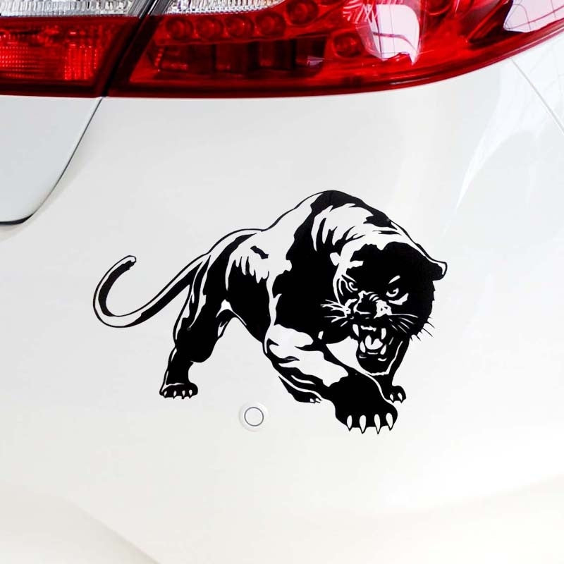 Hot 19.5*13.6CM Fiery Wild Panther Hunting Car Body Decal Car Stickers Motorcycle Decorations Black/Silver C9-2149