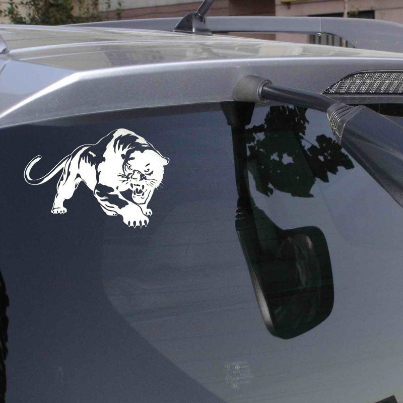 Hot 19.5*13.6CM Fiery Wild Panther Hunting Car Body Decal Car Stickers Motorcycle Decorations Black/Silver C9-2149